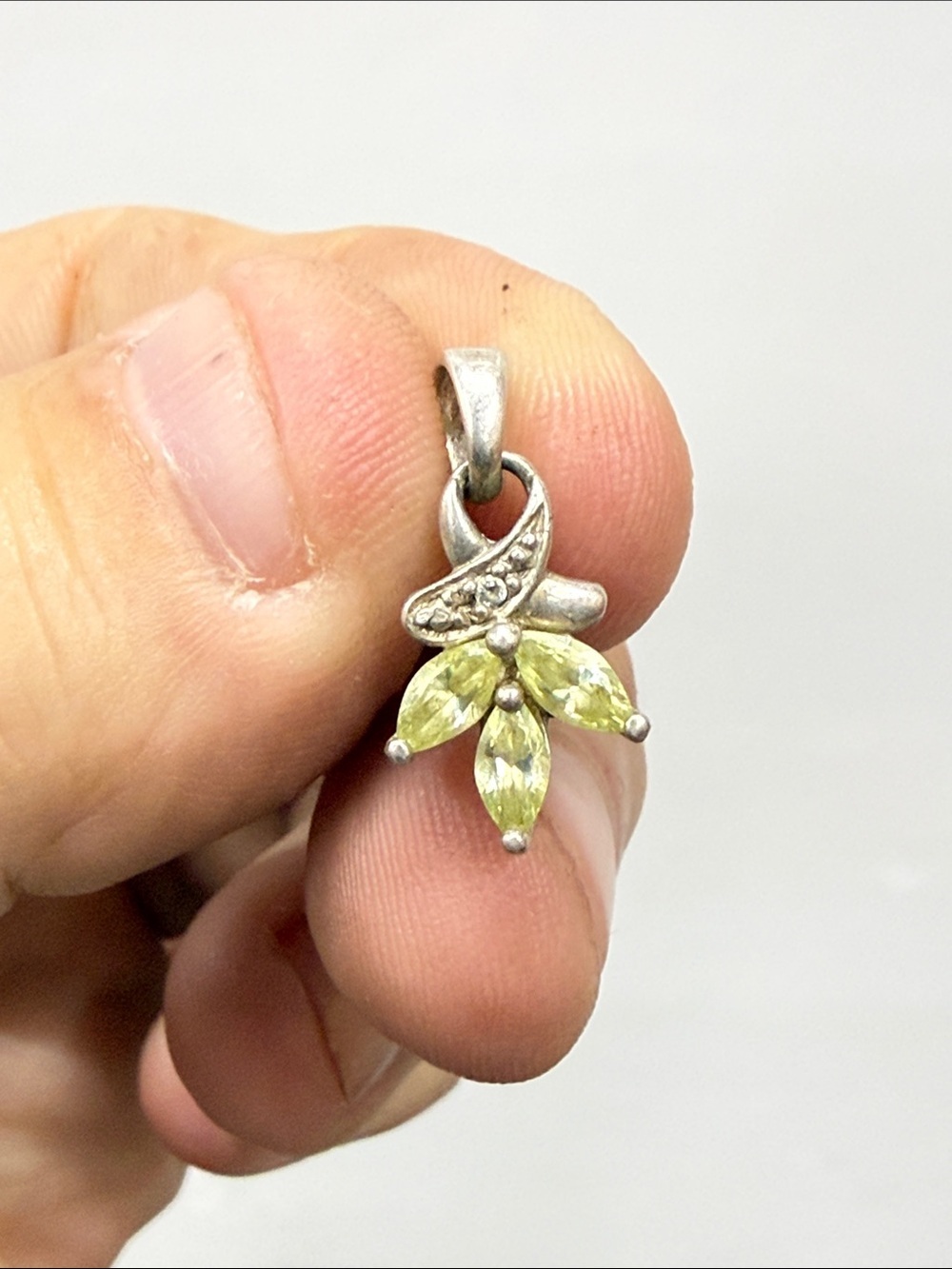Sterling Silver Yellow Peridot Floral Pendant